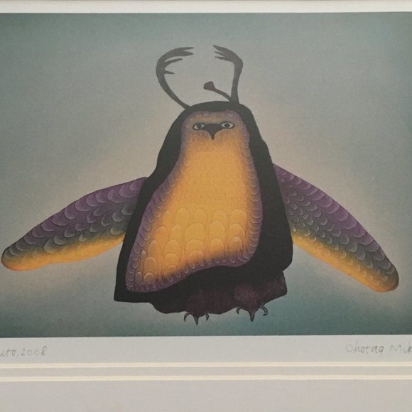 Ohotaq Mikkigak 'Owl Bear' Professionally Framed Art Card - Picture 2 of 11